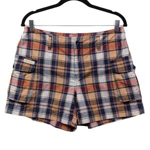 Ralph Ralph Lauren Cargo Shorts Madras Plaid Flat Front Preppy Blue Orange 10
